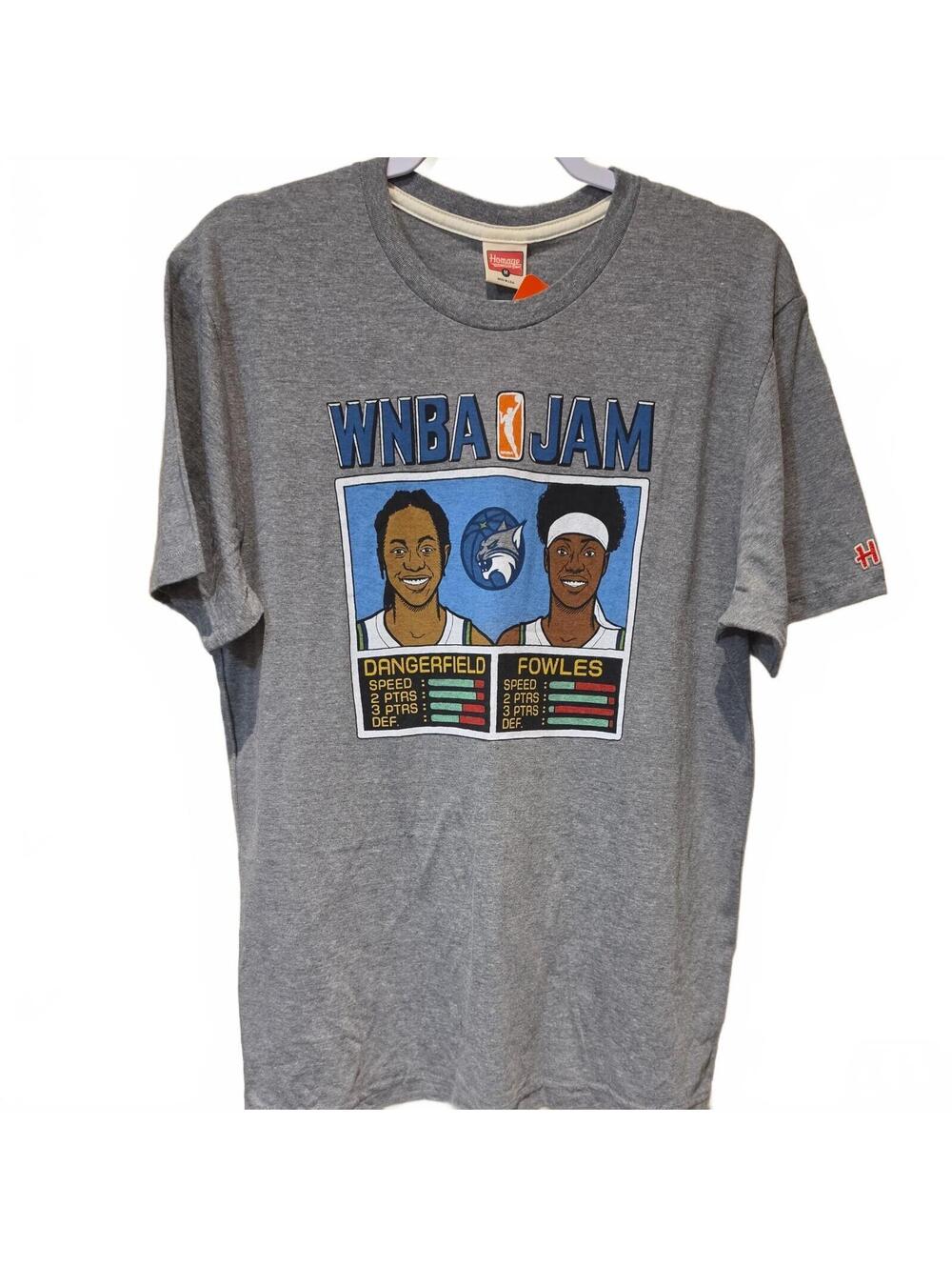 WNBA Men's Homage Dangerfield & Fowles Gray Minnesota Lynx WNBA Jam T-Shirt NWT